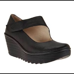 New Fly London Leather Mary Jane Wedge.